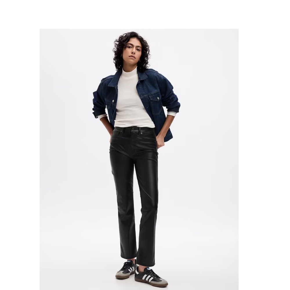 NWT High Rise Vegan Leather Vintage Slim Pants